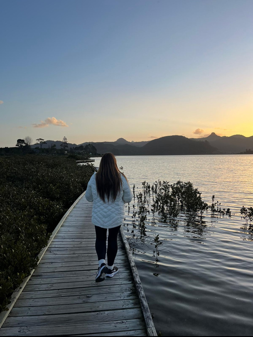 Sunset walk during travels